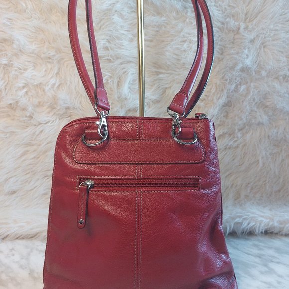 Clark Red Leather Two Ways to Carry Leather Shoulder Bag Backpack - Picture 4 of 12